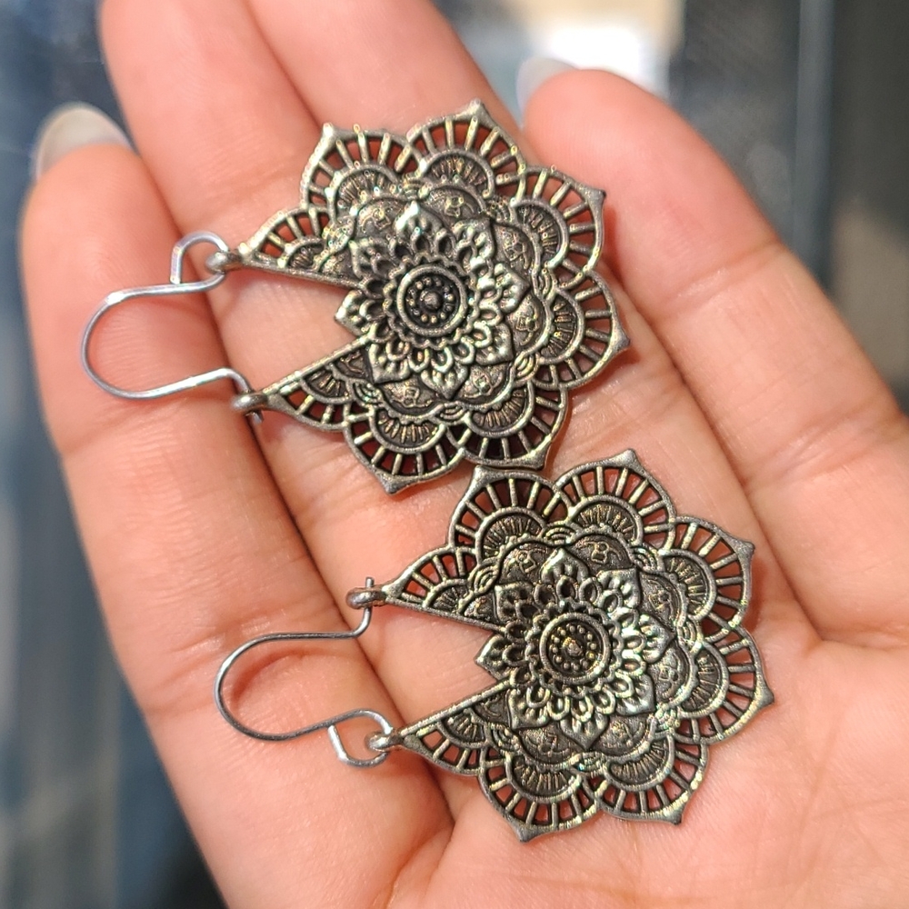 Boho silver earrings